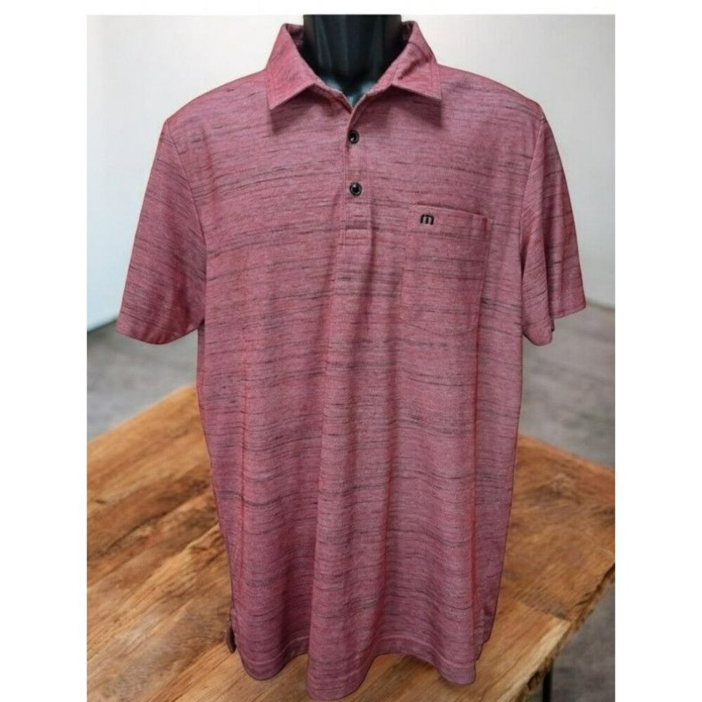 Travis Mathew Mens Red Heathered Pima Cotton Blend Polo Medium
